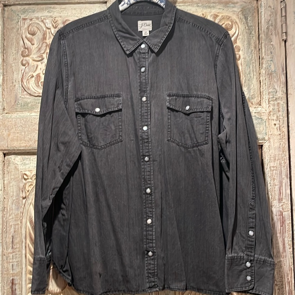 J. Crew Black Washed Button-Up Shirt